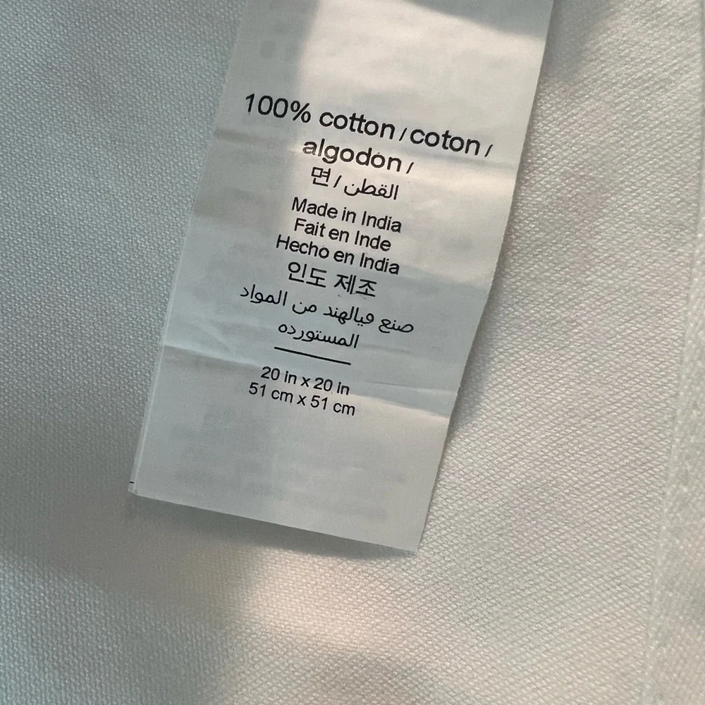 Williams sonoma white cotton napkins cloth 20x20 replacement